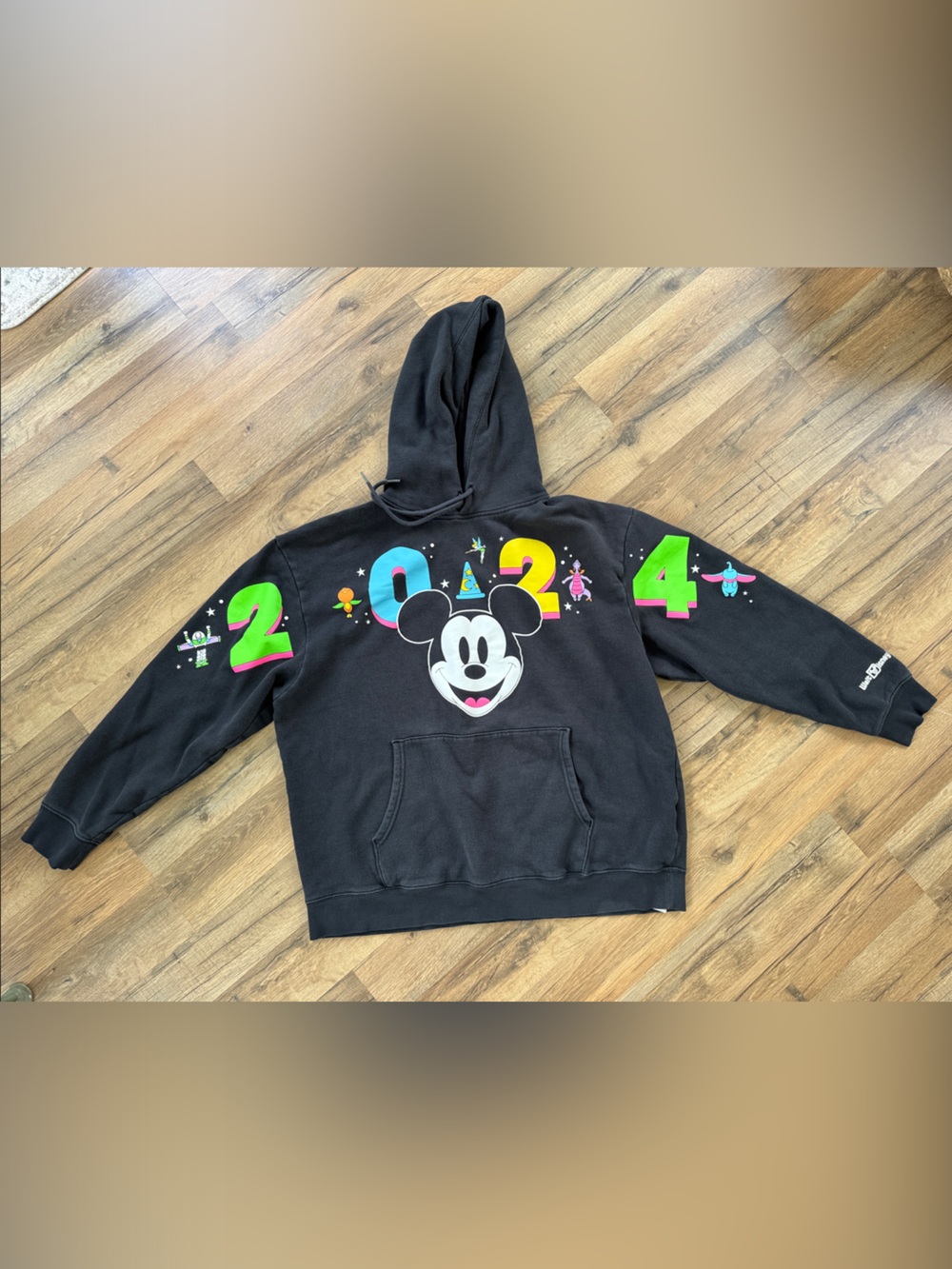 Disney Black adult Hoodie with Neon Mickey 2024 Graphic